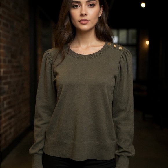 MICHAEL Michael Kors Sweaters - MICHAEL Michael Kors Olive Button-Accent soft sweater
